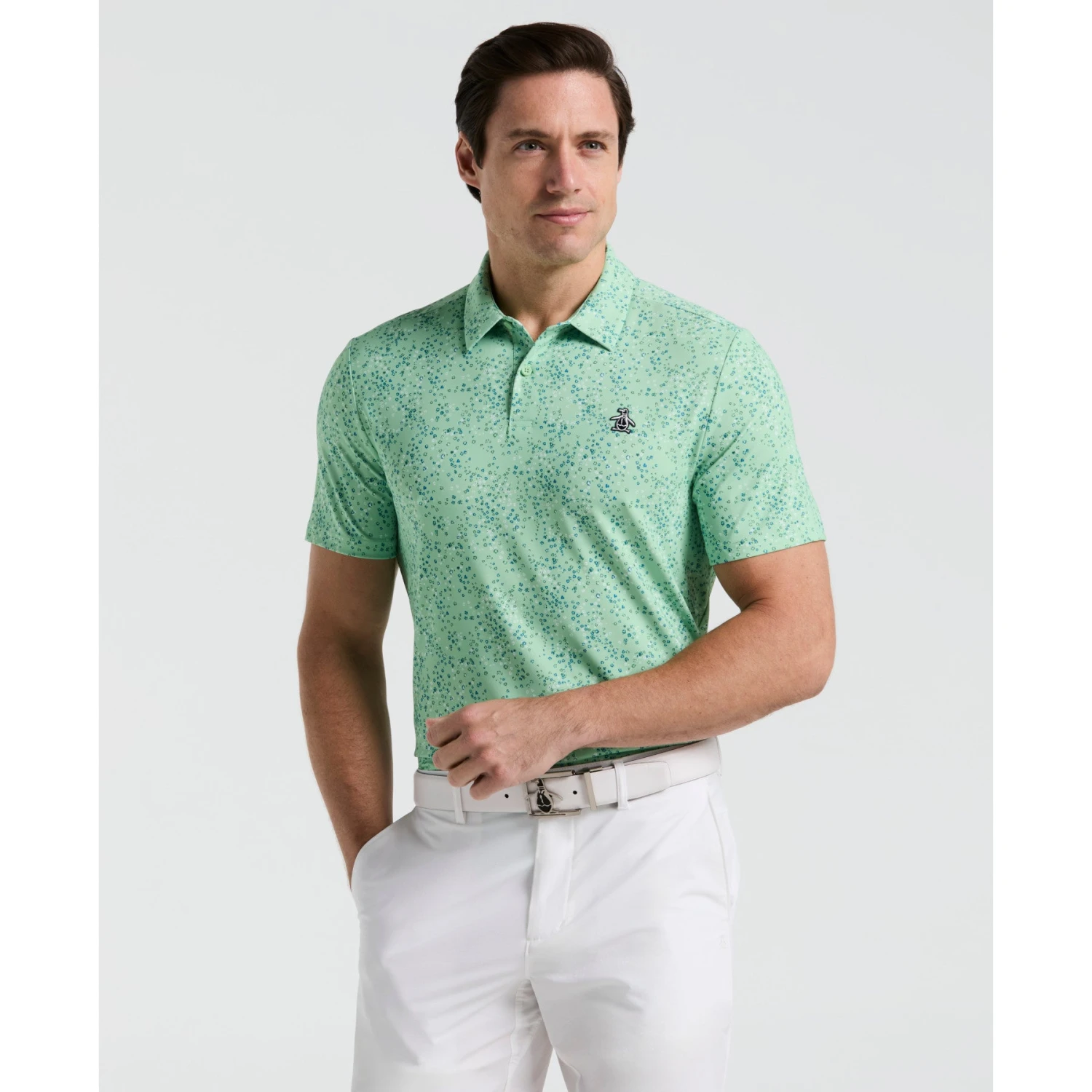 Original Penguin All Over Micro Abstract Printed Golf Polo Shirt In Sprucestone(All Over Micro Abstract Printed Golf Polo Shirt Green Ogksf025gg 338) 1 Original Penguin All Over Micro Abstract Printed Golf Polo Shirt In Sprucestone(All Over Micro Abstract Printed Golf Polo Shirt Green Ogksf025gg 338)