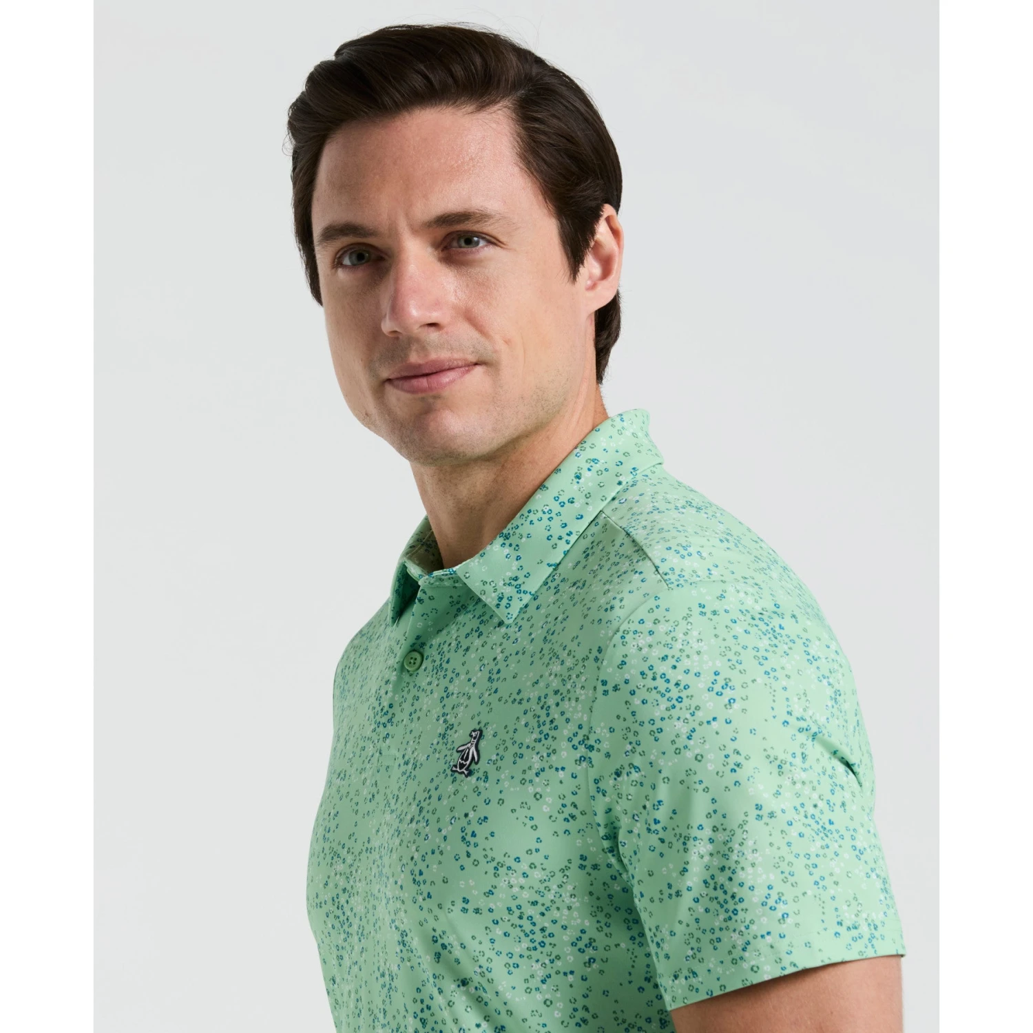 Original Penguin All Over Micro Abstract Printed Golf Polo Shirt In Sprucestone(All Over Micro Abstract Printed Golf Polo Shirt Green Ogksf025gg 338) 3 Original Penguin All Over Micro Abstract Printed Golf Polo Shirt In Sprucestone(All Over Micro Abstract Printed Golf Polo Shirt Green Ogksf025gg 338) - Image 3