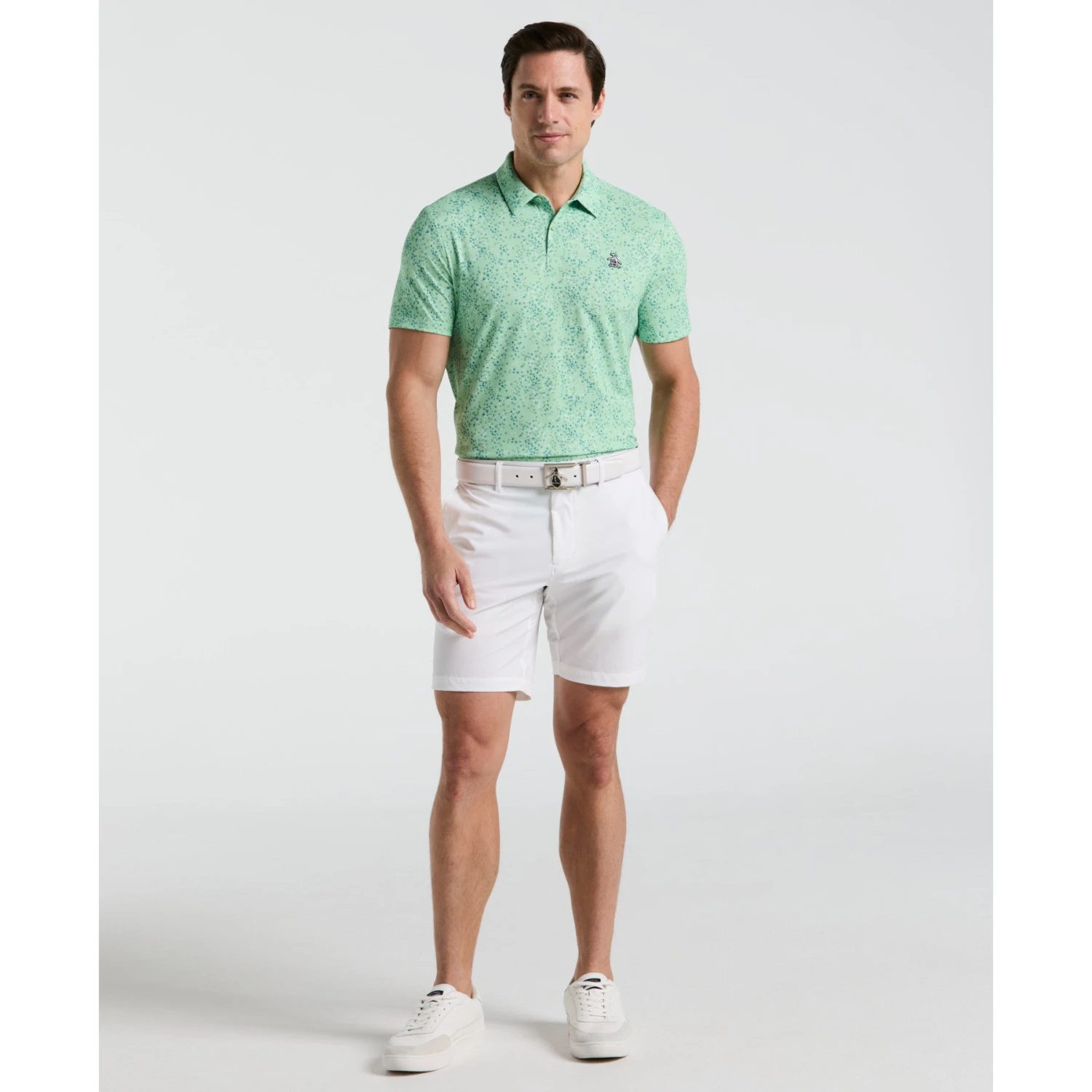 Original Penguin All Over Micro Abstract Printed Golf Polo Shirt In Sprucestone(All Over Micro Abstract Printed Golf Polo Shirt Green Ogksf025gg 338) 4 Original Penguin All Over Micro Abstract Printed Golf Polo Shirt In Sprucestone(All Over Micro Abstract Printed Golf Polo Shirt Green Ogksf025gg 338) - Image 4