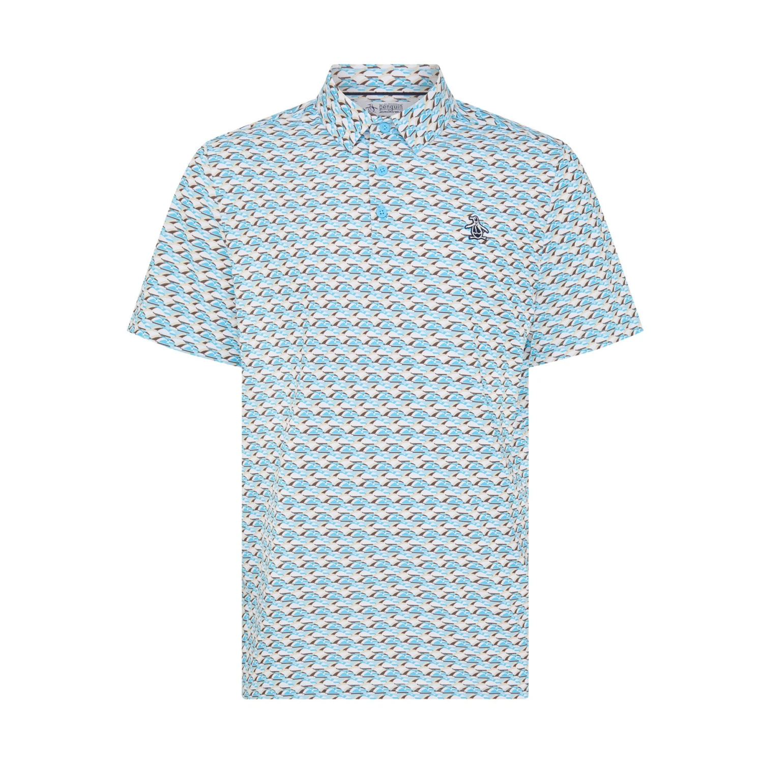 Original Penguin Layered Umbrella Print Golf Polo Shirt In Blue Grotto(Layered Umbrella Print Golf Polo Shirt Blue Ogksf029gg 457) 5 Original Penguin Layered Umbrella Print Golf Polo Shirt In Blue Grotto(Layered Umbrella Print Golf Polo Shirt Blue Ogksf029gg 457) - Image 5