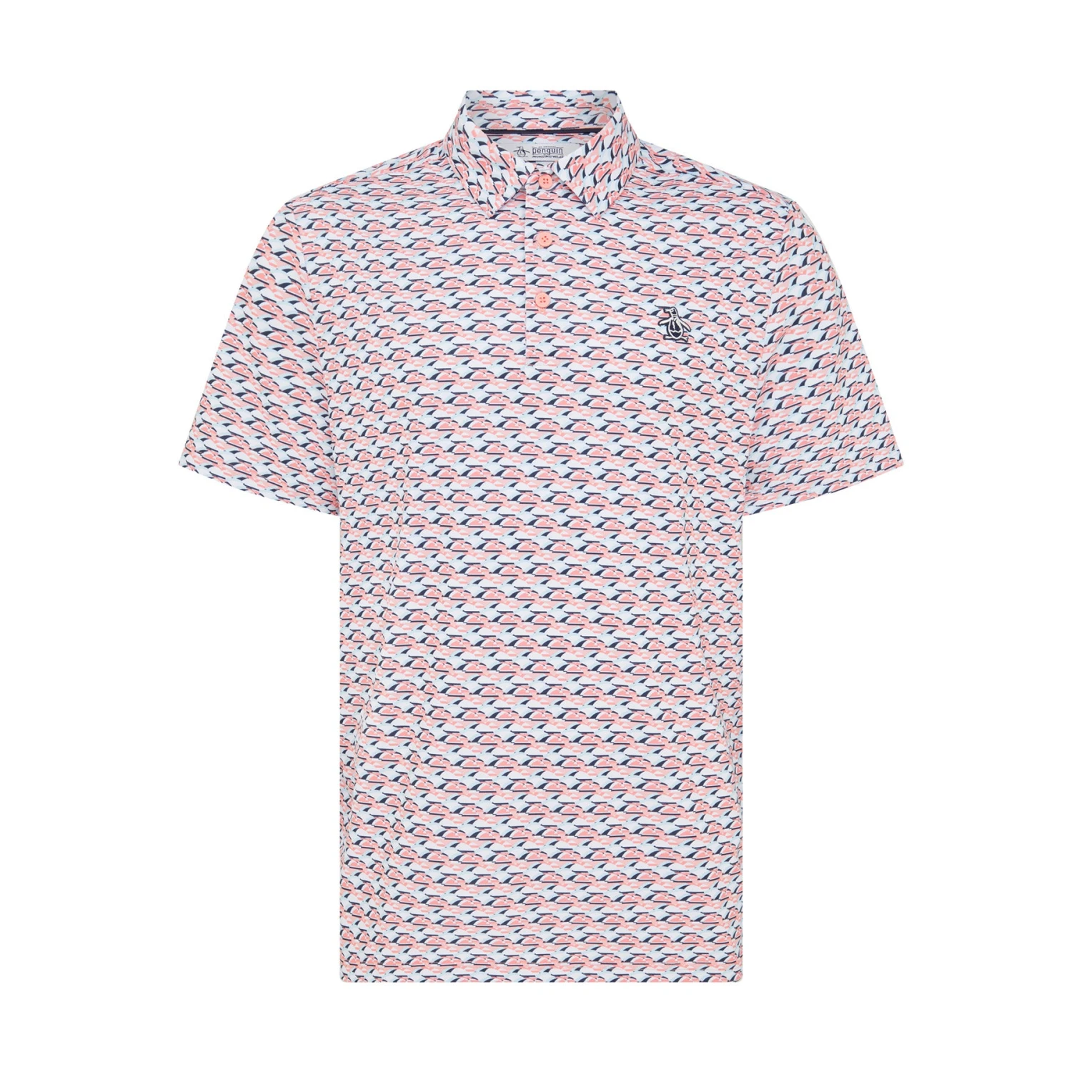 Original Penguin Layered Umbrella Print Golf Polo Shirt In Murex Shell(Layered Umbrella Print Golf Polo Shirt Pink Ogksf029gg 680) 5 Original Penguin Layered Umbrella Print Golf Polo Shirt In Murex Shell(Layered Umbrella Print Golf Polo Shirt Pink Ogksf029gg 680) - Image 5