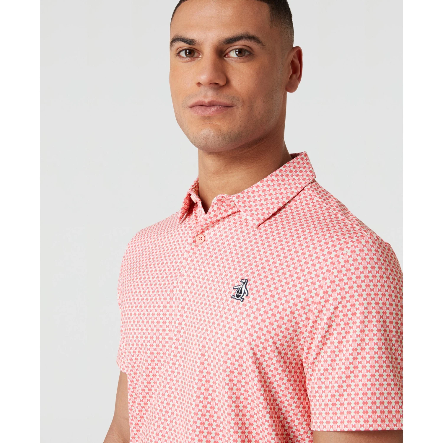 Original Penguin All Over Pete's Bowtie Micro Print Golf Polo Shirt In Murex Shell(All Over Petes Bowtie Micro Print Golf Polo Shirt Pink Ogksf031gg 680) 3 Original Penguin All Over Pete's Bowtie Micro Print Golf Polo Shirt In Murex Shell(All Over Petes Bowtie Micro Print Golf Polo Shirt Pink Ogksf031gg 680) - Image 3