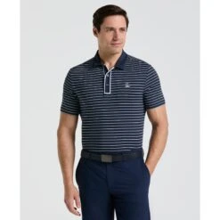 Original Penguin The Heritage Stripe Golf Polo Shirt In Black Iris(The Heritage Stripe Golf Polo Shirt Blue Ogksf043gg 417)