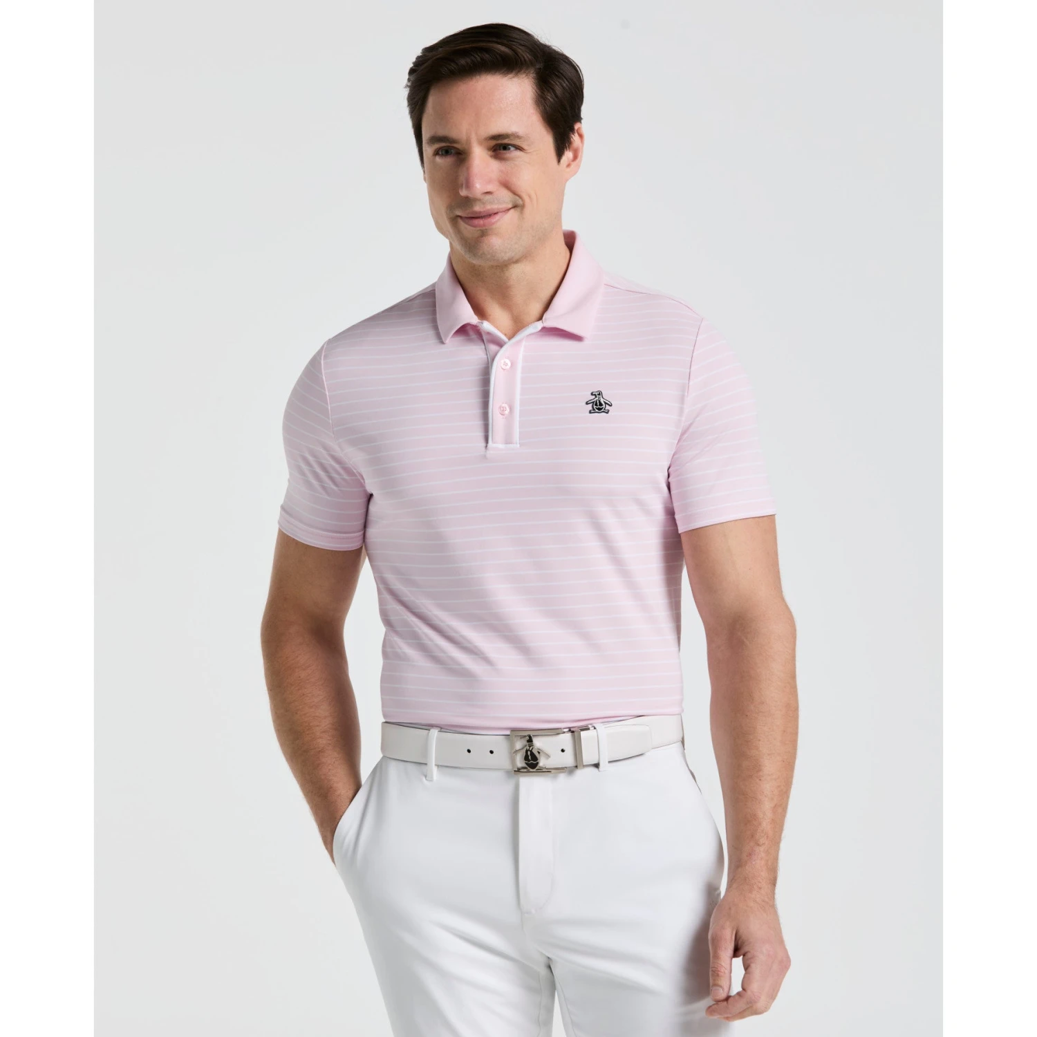 Original Penguin The Heritage Stripe Golf Polo Shirt In Charm Pink(The Heritage Stripe Golf Polo Shirt Pink Ogksf043gg 689) 1 Original Penguin The Heritage Stripe Golf Polo Shirt In Charm Pink(The Heritage Stripe Golf Polo Shirt Pink Ogksf043gg 689)