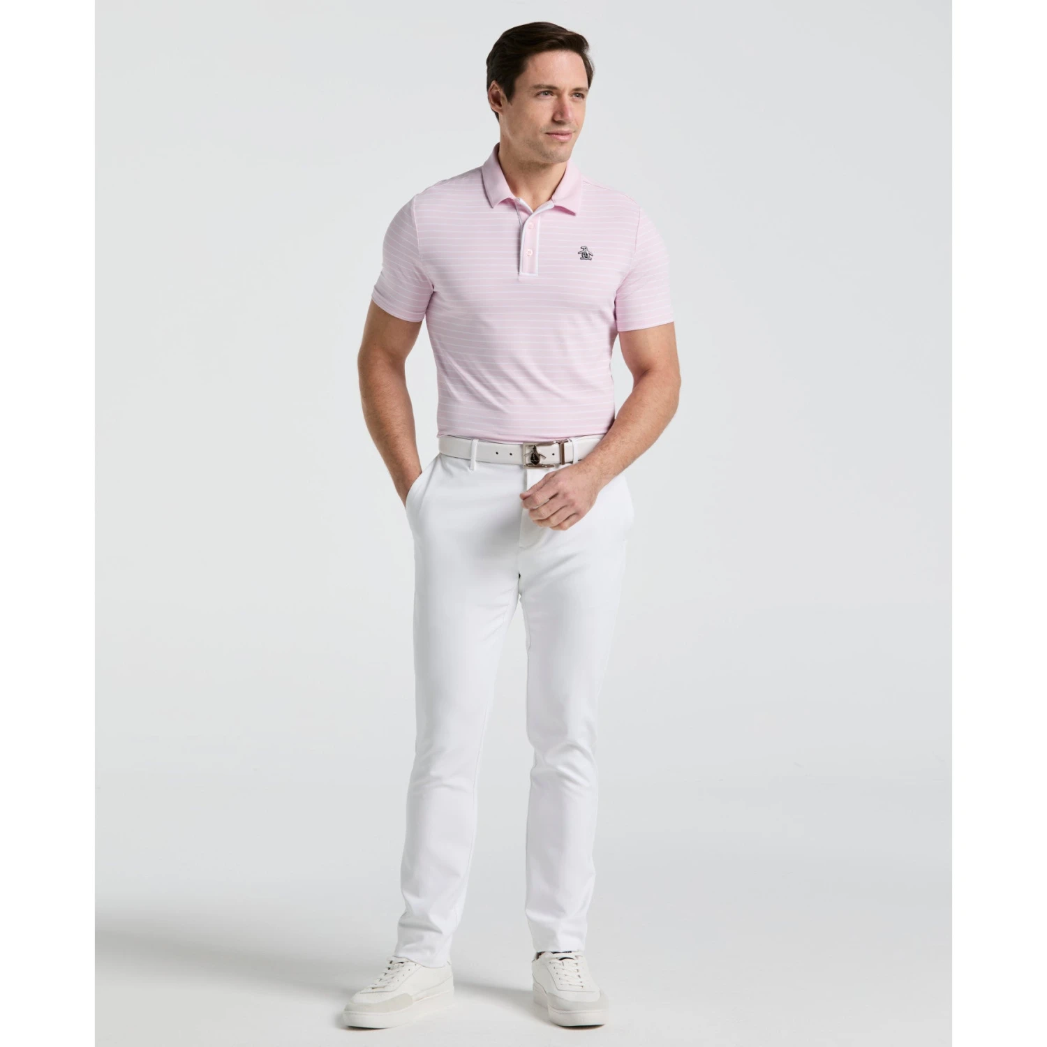 Original Penguin The Heritage Stripe Golf Polo Shirt In Charm Pink(The Heritage Stripe Golf Polo Shirt Pink Ogksf043gg 689) 4 Original Penguin The Heritage Stripe Golf Polo Shirt In Charm Pink(The Heritage Stripe Golf Polo Shirt Pink Ogksf043gg 689) - Image 4