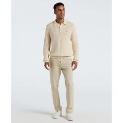 Original Penguin Zigzag Stitch Long Sleeve Sweater Polo In Birch(Zigzag Stitch Long Sleeve Sweater Polo Beige Opgf2502gp 252) -Original Penguin Outlet OPGF2502 252 alt3