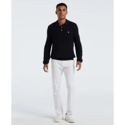 Original Penguin Zigzag Stitch Long Sleeve Sweater Polo In Dark Sapphire(Zigzag Stitch Long Sleeve Sweater Polo Blue Opgf2502gp 413) -Original Penguin Outlet OPGF2502 413 alt3