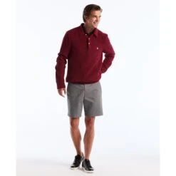 Original Penguin Zigzag Stitch Long Sleeve Sweater Polo In Cabernet(Zigzag Stitch Long Sleeve Sweater Polo Red Opgf2502gp 605) -Original Penguin Outlet OPGF2502 605 alt3