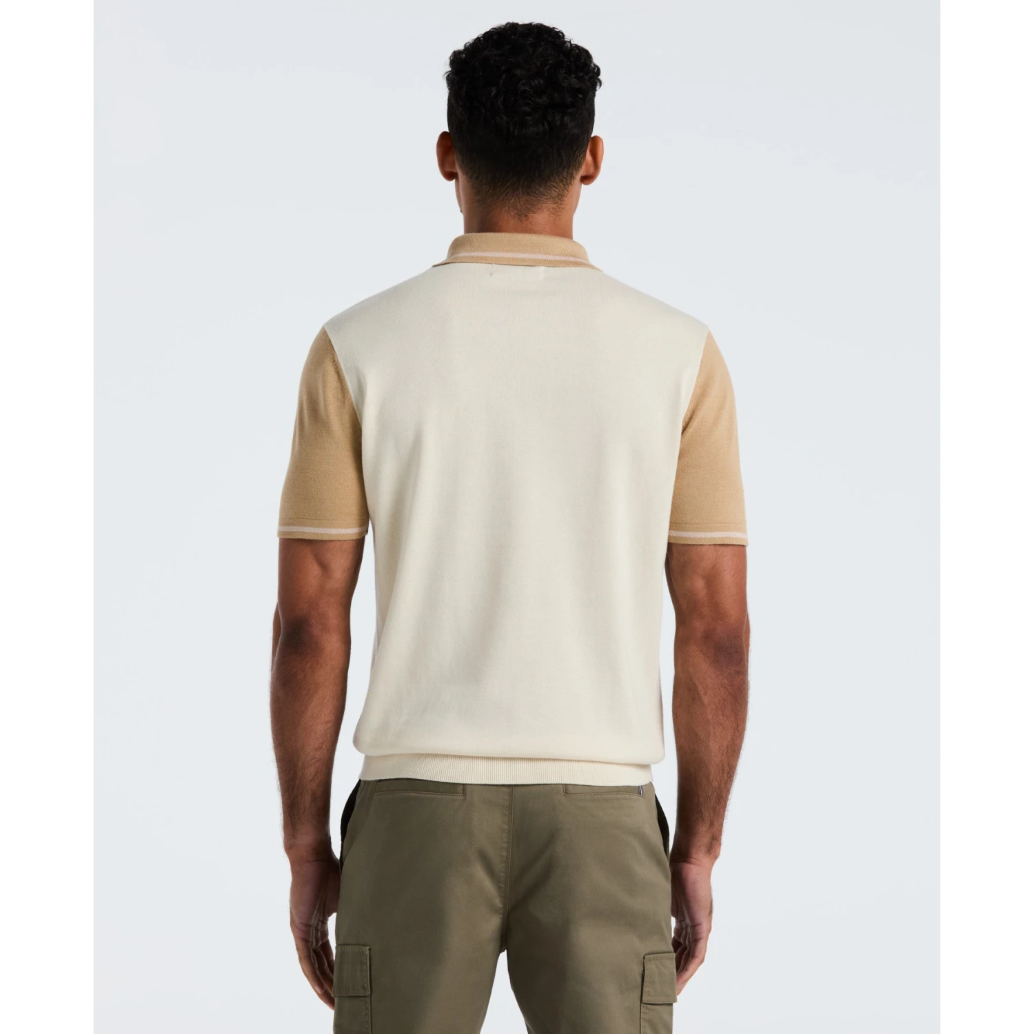 Original Penguin Colourblock Sweater Polo In Birch(Colourblock Sweater Polo Beige Opgf2503gp 252) 2 Original Penguin Colourblock Sweater Polo In Birch(Colourblock Sweater Polo Beige Opgf2503gp 252) - Image 2