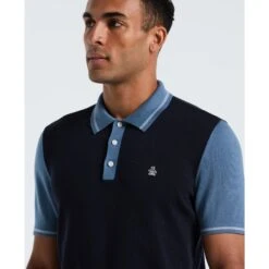 Original Penguin Colourblock Sweater Polo In Dark Sapphire(Colourblock Sweater Polo Blue Opgf2503gp 413) -Original Penguin Outlet OPGF2503 413 alt2