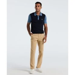 Original Penguin Colourblock Sweater Polo In Dark Sapphire(Colourblock Sweater Polo Blue Opgf2503gp 413) -Original Penguin Outlet OPGF2503 413 alt3