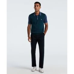 Original Penguin Colourblock Sweater Polo In Reflecting Pond(Colourblock Sweater Polo Blue Opgf2503gp 470) -Original Penguin Outlet OPGF2503 470 alt3