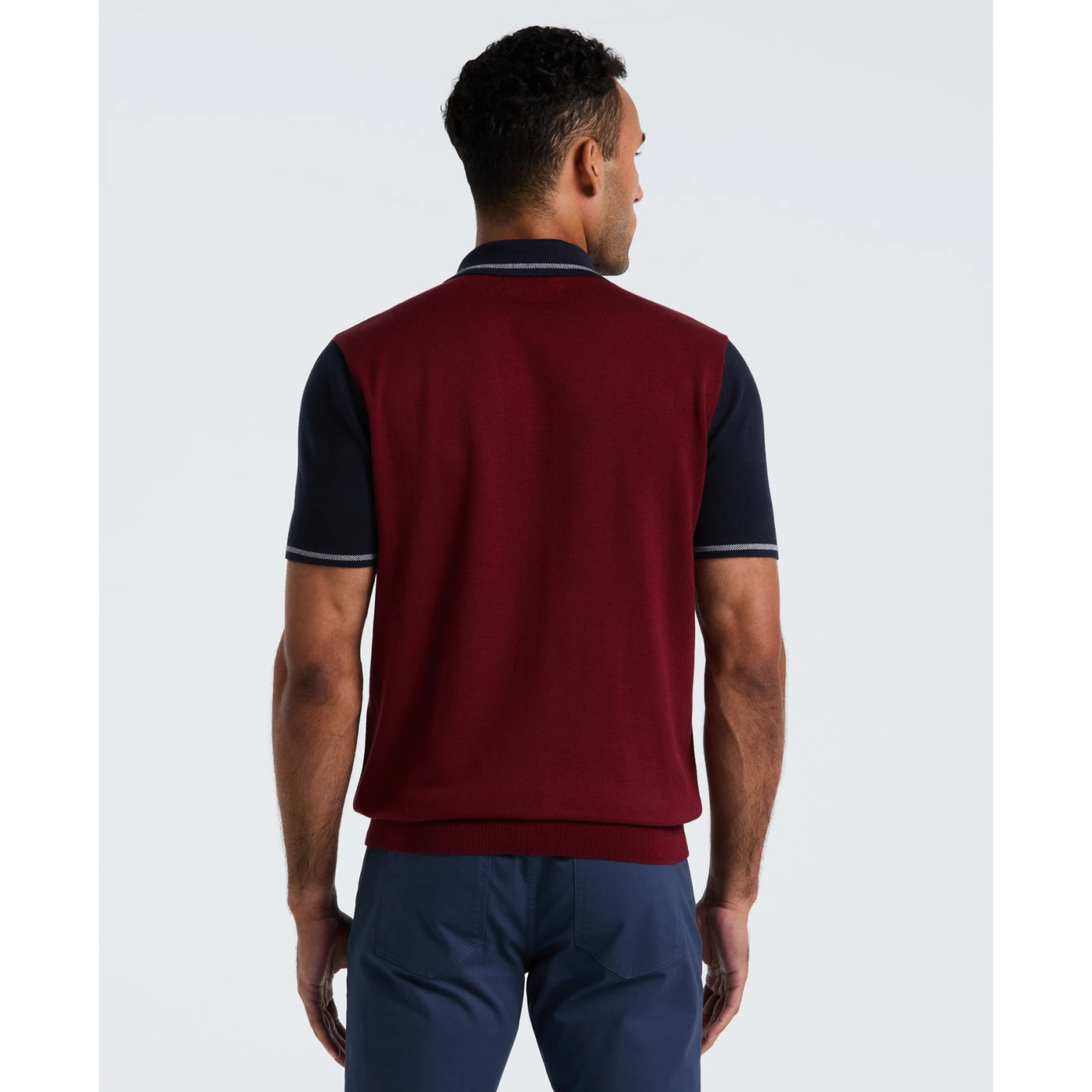 Original Penguin Colourblock Sweater Polo In Cabernet(Colourblock Sweater Polo Red Opgf2503gp 605) 2 Original Penguin Colourblock Sweater Polo In Cabernet(Colourblock Sweater Polo Red Opgf2503gp 605) - Image 2