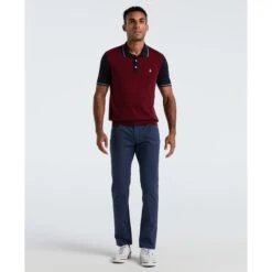 Original Penguin Colourblock Sweater Polo In Cabernet(Colourblock Sweater Polo Red Opgf2503gp 605) 7 Original Penguin Colourblock Sweater Polo In Cabernet(Colourblock Sweater Polo Red Opgf2503gp 605) -Original Penguin Outlet OPGF2503 605 alt3