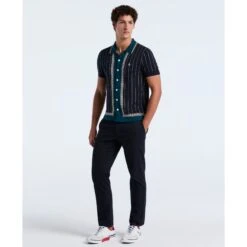 Original Penguin Striped Button Front Sweater Polo In Dark Sapphire(Striped Button Front Sweater Polo Blue Opgf2508gp 413) 8 Original Penguin Striped Button Front Sweater Polo In Dark Sapphire(Striped Button Front Sweater Polo Blue Opgf2508gp 413) -Original Penguin Outlet OPGF2508 413 alt3