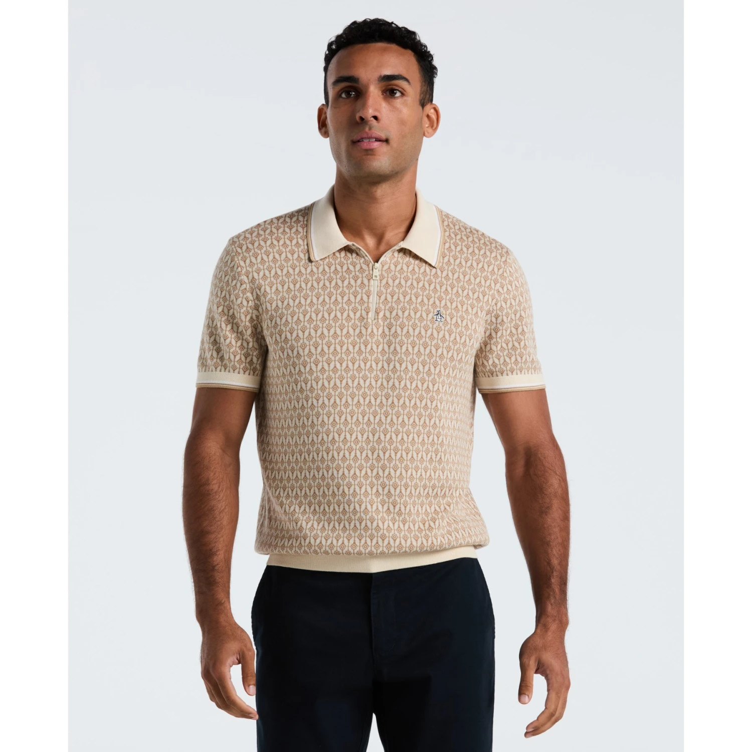 Original Penguin Geometric Jacquard 1/4 Zip Sweater Polo In Birch(Geometric Jacquard 1 4 Zip Sweater Polo Beige Opgf2509gp 252) 1 Original Penguin Geometric Jacquard 1/4 Zip Sweater Polo In Birch(Geometric Jacquard 1 4 Zip Sweater Polo Beige Opgf2509gp 252)