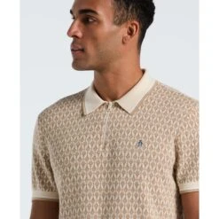 Original Penguin Geometric Jacquard 1/4 Zip Sweater Polo In Birch(Geometric Jacquard 1 4 Zip Sweater Polo Beige Opgf2509gp 252) 7 Original Penguin Geometric Jacquard 1/4 Zip Sweater Polo In Birch(Geometric Jacquard 1 4 Zip Sweater Polo Beige Opgf2509gp 252) -Original Penguin Outlet OPGF2509 252 alt2