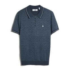 Original Penguin Geometric Jacquard 1/4 Zip Sweater Polo In Sargasso Sea(Geometric Jacquard 1 4 Zip Sweater Polo Blue Opgf2509gp 485) -Original Penguin Outlet OPGF2509 485 alt4