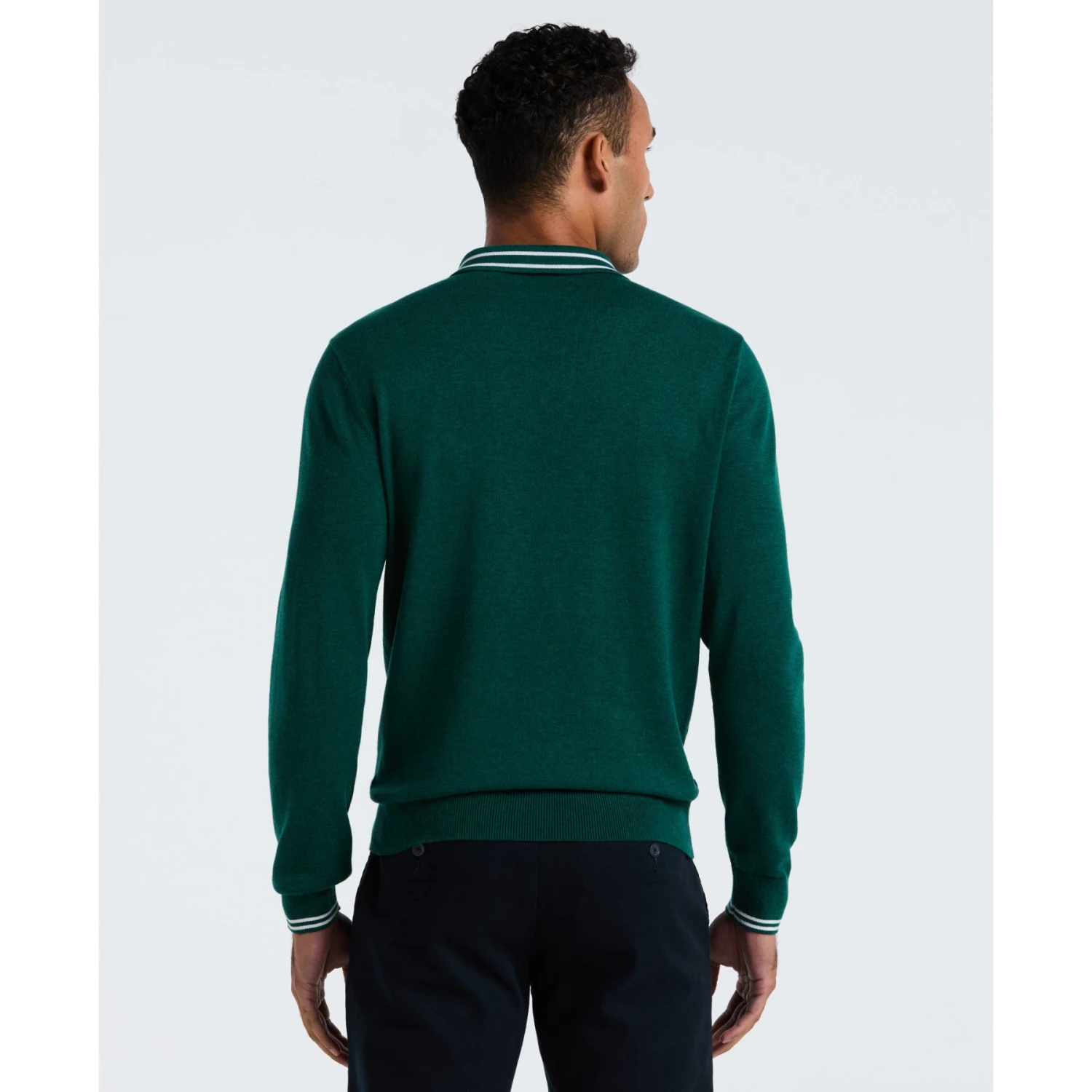 Original Penguin Tipped Quarter Zip Long Sleeve Sweater Polo In Botanical Green Heather(Tipped Quarter Zip Long Sleeve Sweater Polo Green Opgf2510gp 394) 2 Original Penguin Tipped Quarter Zip Long Sleeve Sweater Polo In Botanical Green Heather(Tipped Quarter Zip Long Sleeve Sweater Polo Green Opgf2510gp 394) - Image 2