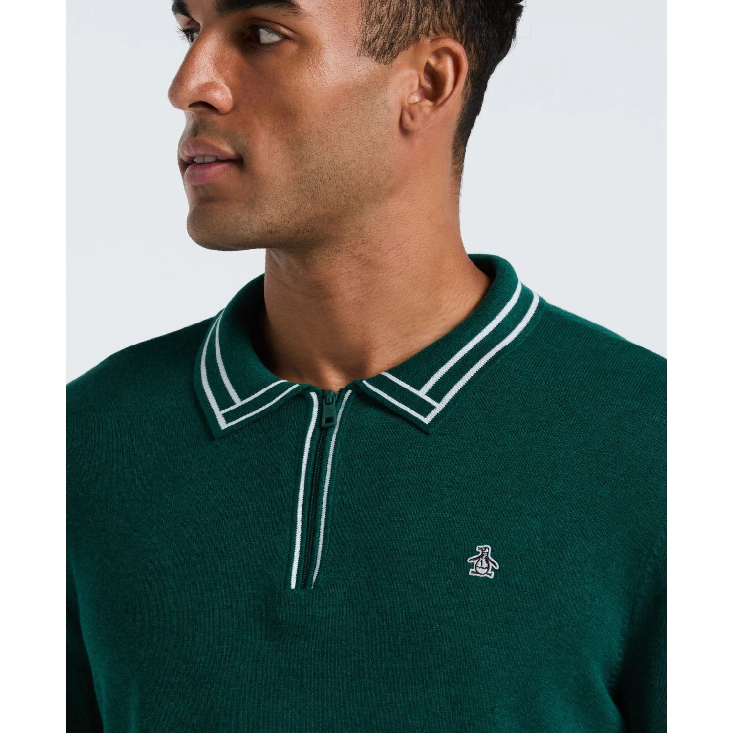 Original Penguin Tipped Quarter Zip Long Sleeve Sweater Polo In Botanical Green Heather(Tipped Quarter Zip Long Sleeve Sweater Polo Green Opgf2510gp 394) 3 Original Penguin Tipped Quarter Zip Long Sleeve Sweater Polo In Botanical Green Heather(Tipped Quarter Zip Long Sleeve Sweater Polo Green Opgf2510gp 394) - Image 3