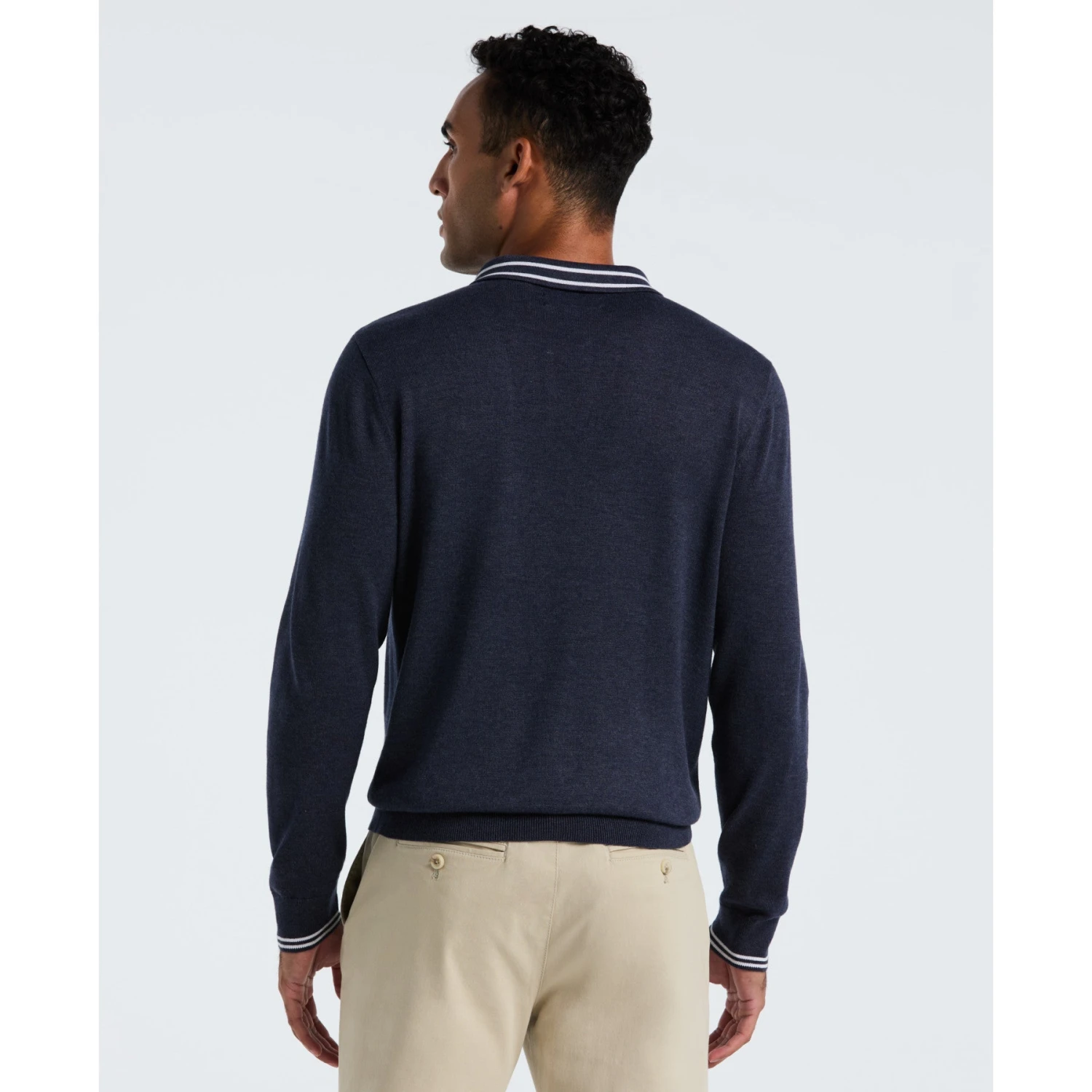 Original Penguin Tipped Quarter Zip Long Sleeve Sweater Polo In Dark Sapphire Heather(Tipped Quarter Zip Long Sleeve Sweater Polo Blue Opgf2510gp 478) 2 Original Penguin Tipped Quarter Zip Long Sleeve Sweater Polo In Dark Sapphire Heather(Tipped Quarter Zip Long Sleeve Sweater Polo Blue Opgf2510gp 478) - Image 2