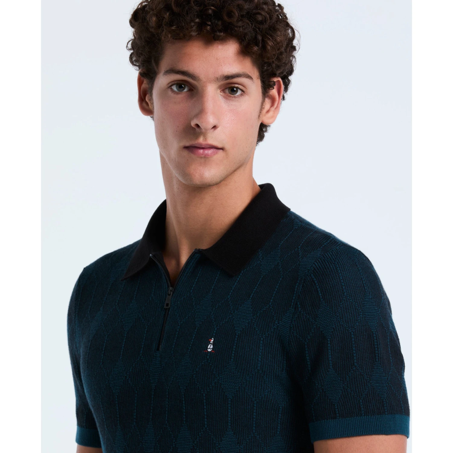 Original Penguin Icons Jacquard Quarter Zip Sweater Polo In Reflecting Pond(Icons Jacquard Quarter Zip Sweater Polo Blue Opgf2513gp 470) 3 Original Penguin Icons Jacquard Quarter Zip Sweater Polo In Reflecting Pond(Icons Jacquard Quarter Zip Sweater Polo Blue Opgf2513gp 470) - Image 3