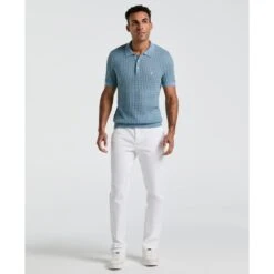 Original Penguin Drop Needle Textured Sweater Polo In Citadel(Drop Needle Textured Sweater Polo Blue Opgm2502gp 499) -Original Penguin Outlet OPGM2502 499 alt3