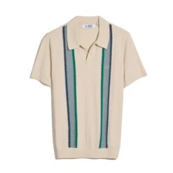 Original Penguin Vertical Stripe Sweater Polo Shirt In Birch(Vertical Stripe Sweater Polo Shirt Beige Opgm2505gp 252) -Original Penguin Outlet OPGM2505 252 4