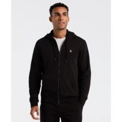 Original Penguin Sticker Pete Full Zip Hoodie In True Black(Sticker Pete Full Zip Hoodie Black Opkb0400gp 010)