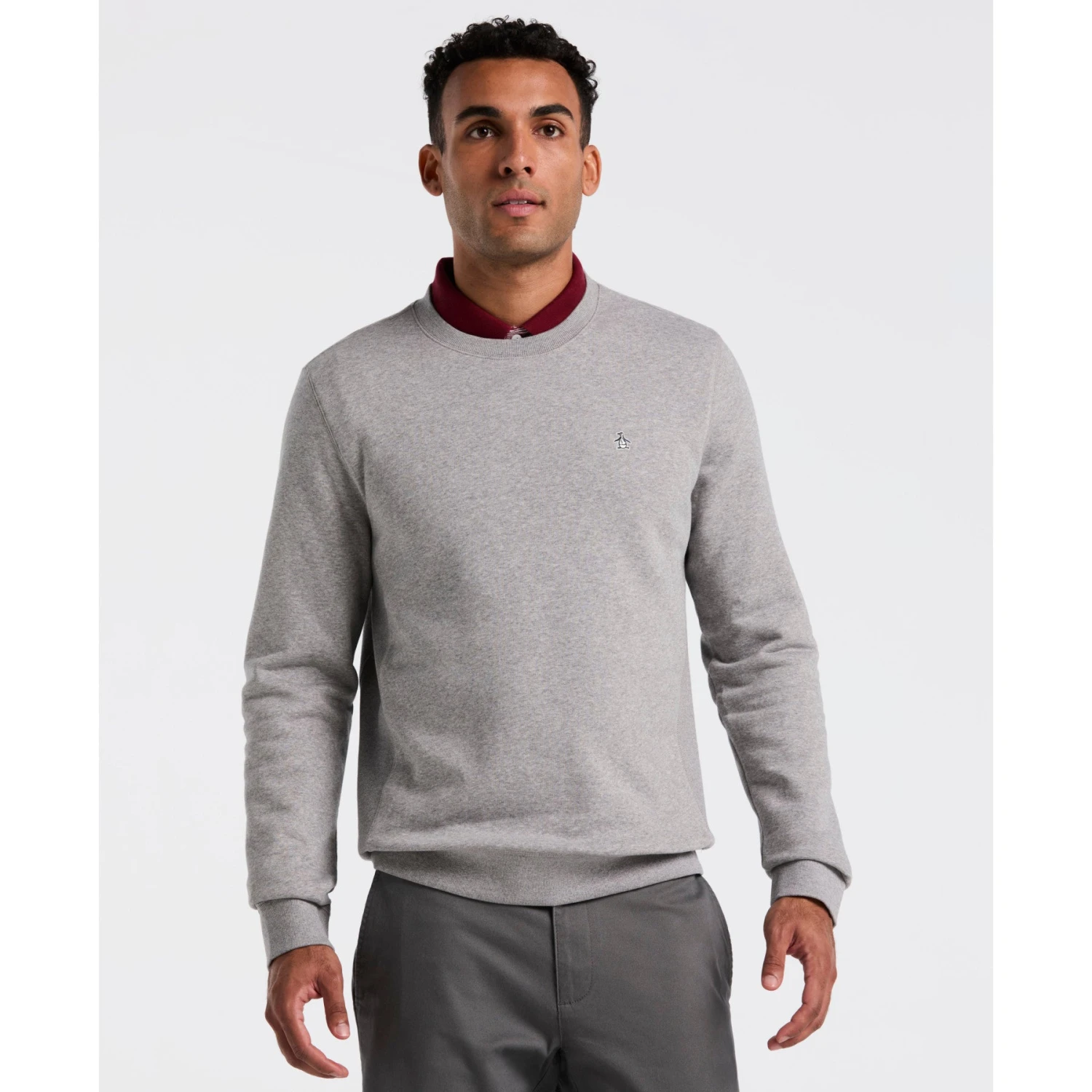 Original Penguin Sticker Pete Sweatshirt In Rain Heather(Sticker Pete Sweatshirt Grey Opkb0404gp 080) 1 Original Penguin Sticker Pete Sweatshirt In Rain Heather(Sticker Pete Sweatshirt Grey Opkb0404gp 080)