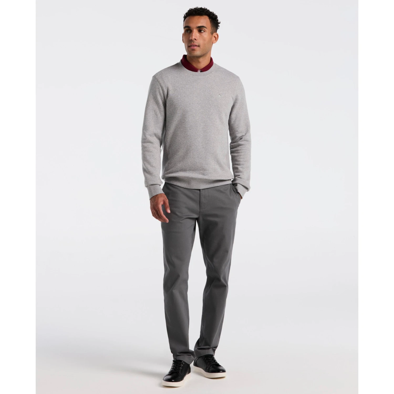 Original Penguin Sticker Pete Sweatshirt In Rain Heather(Sticker Pete Sweatshirt Grey Opkb0404gp 080) 4 Original Penguin Sticker Pete Sweatshirt In Rain Heather(Sticker Pete Sweatshirt Grey Opkb0404gp 080) - Image 4