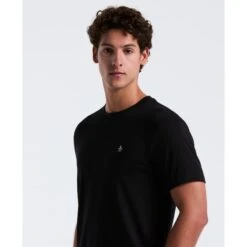 Original Penguin Pin Point Embroidered Logo Organic Cotton T-Shirt In True Black(Pin Point Embroidered Logo Organic Cotton T Shirt Black Opkb0903gp 010) -Original Penguin Outlet OPKB0903 010 alt2