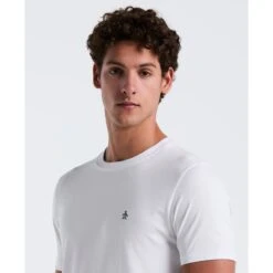 Original Penguin Pin Point Embroidered Logo Organic Cotton T-Shirt In Bright White(Pin Point Embroidered Logo Organic Cotton T Shirt White Opkb0903gp 118) -Original Penguin Outlet OPKB0903 118 alt2