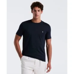 Original Penguin Pin Point Embroidered Logo Organic Cotton T-Shirt In Dark Sapphire(Pin Point Embroidered Logo Organic Cotton T Shirt Blue Opkb0903gp 413)