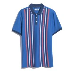 Original Penguin Organic Cotton Bowling Stripe Polo In Star Sapphire(Organic Cotton Bowling Stripe Polo Multi Colored Opkf2404gp 974) -Original Penguin Outlet OPKF2404 974