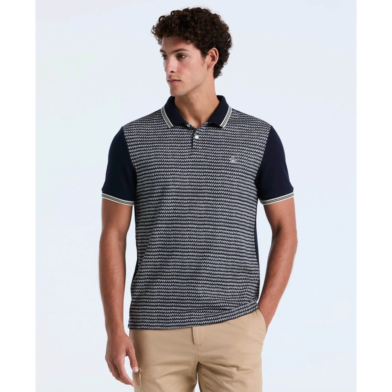 Original Penguin Mini Jacquard Polo Shirt In Dark Sapphire(Mini Jacquard Polo Shirt Blue Opkf2503gp 413) 1 Original Penguin Mini Jacquard Polo Shirt In Dark Sapphire(Mini Jacquard Polo Shirt Blue Opkf2503gp 413)