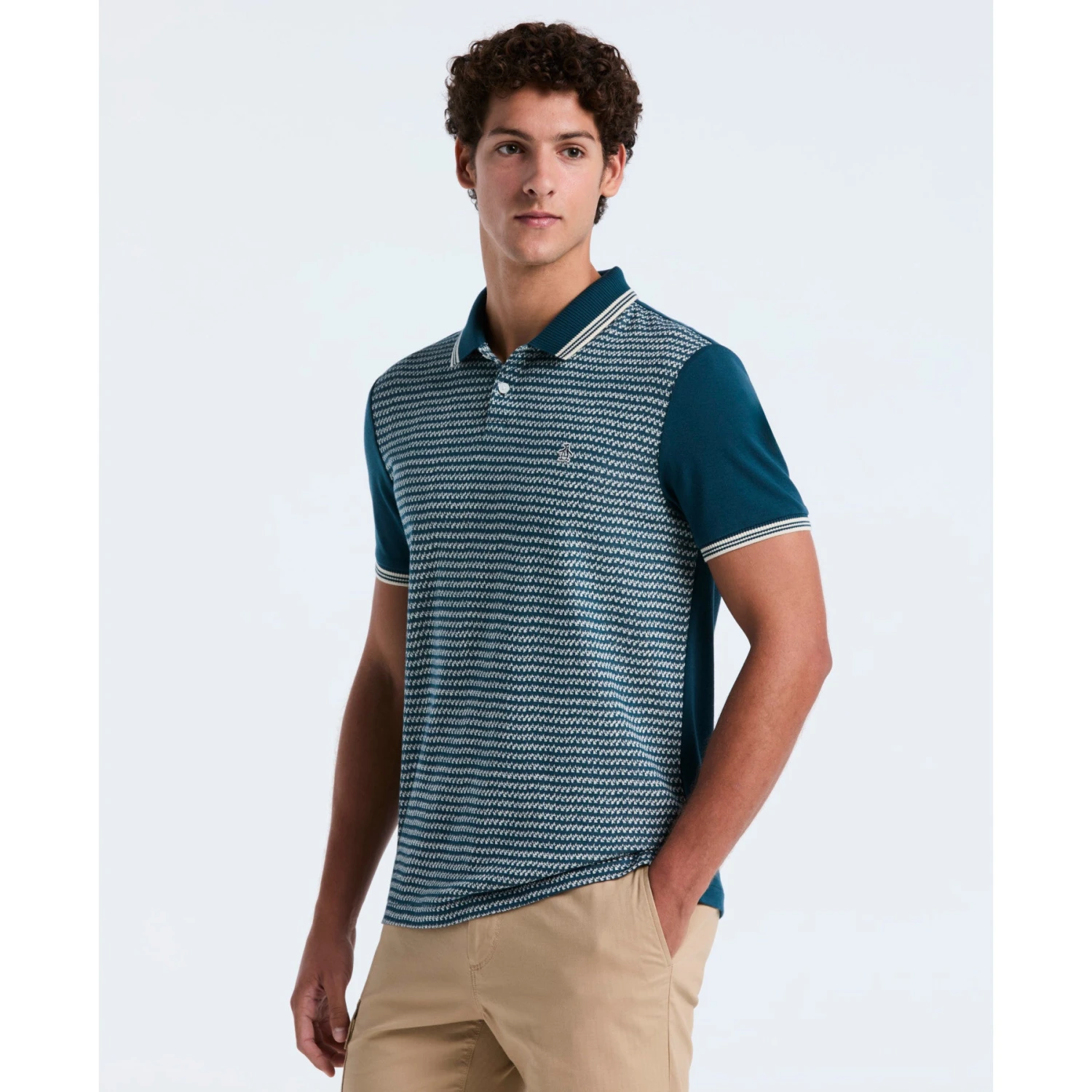 Original Penguin Mini Jacquard Polo Shirt In Reflecting Pond(Mini Jacquard Polo Shirt Blue Opkf2503gp 470) 1 Original Penguin Mini Jacquard Polo Shirt In Reflecting Pond(Mini Jacquard Polo Shirt Blue Opkf2503gp 470)