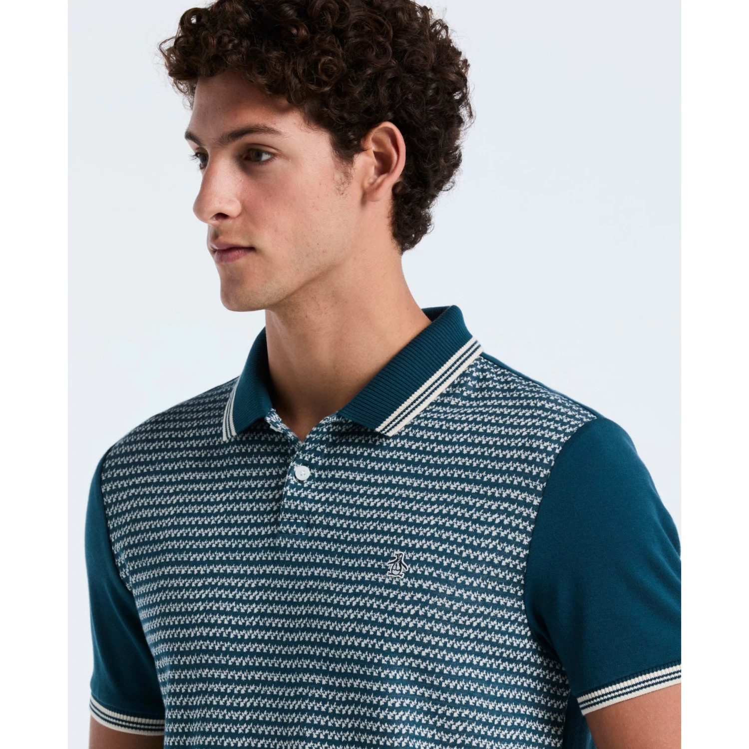 Original Penguin Mini Jacquard Polo Shirt In Reflecting Pond(Mini Jacquard Polo Shirt Blue Opkf2503gp 470) 3 Original Penguin Mini Jacquard Polo Shirt In Reflecting Pond(Mini Jacquard Polo Shirt Blue Opkf2503gp 470) - Image 3