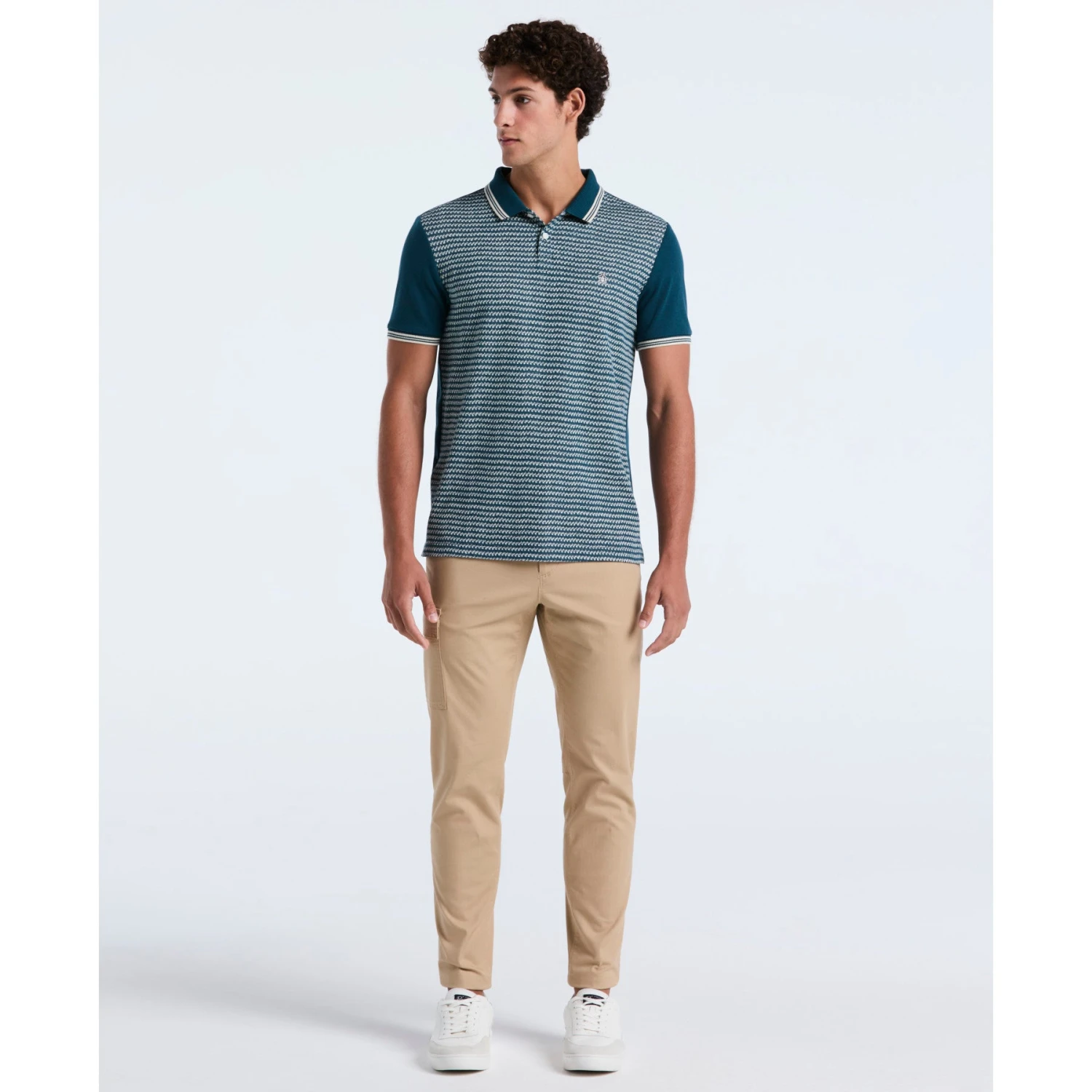 Original Penguin Mini Jacquard Polo Shirt In Reflecting Pond(Mini Jacquard Polo Shirt Blue Opkf2503gp 470) 4 Original Penguin Mini Jacquard Polo Shirt In Reflecting Pond(Mini Jacquard Polo Shirt Blue Opkf2503gp 470) - Image 4