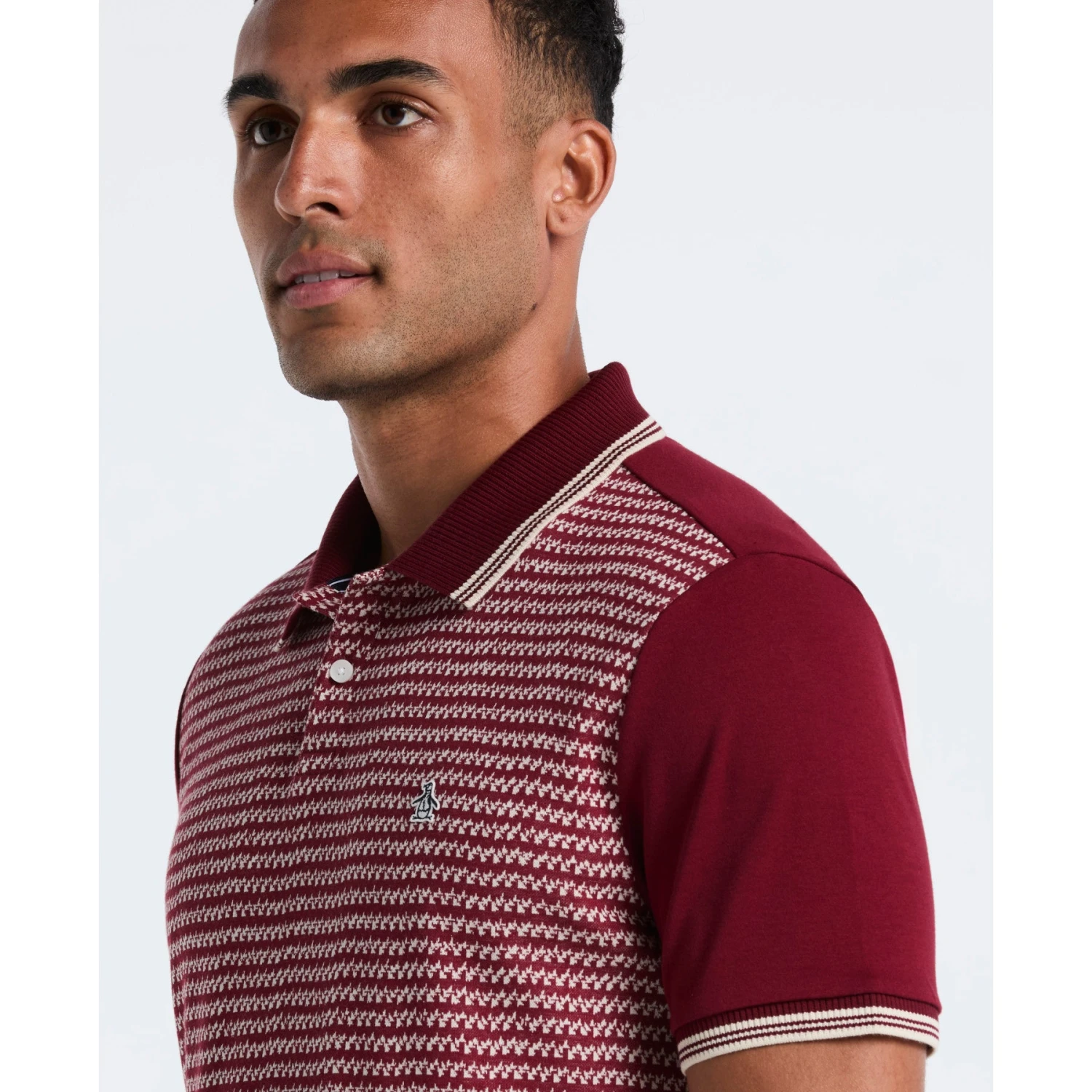Original Penguin Mini Jacquard Polo Shirt In Cabernet(Mini Jacquard Polo Shirt Red Opkf2503gp 605) 3 Original Penguin Mini Jacquard Polo Shirt In Cabernet(Mini Jacquard Polo Shirt Red Opkf2503gp 605) - Image 3