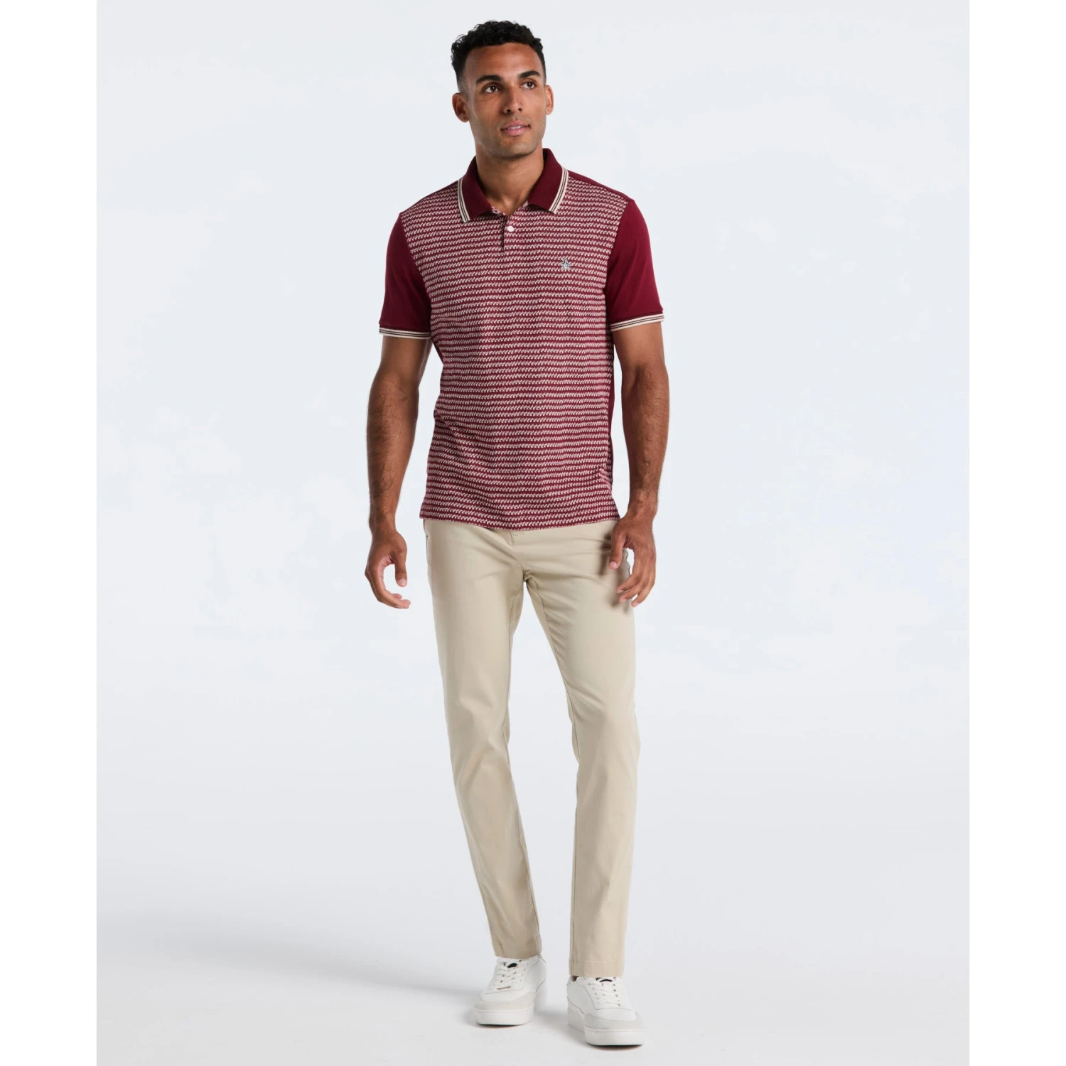 Original Penguin Mini Jacquard Polo Shirt In Cabernet(Mini Jacquard Polo Shirt Red Opkf2503gp 605) 4 Original Penguin Mini Jacquard Polo Shirt In Cabernet(Mini Jacquard Polo Shirt Red Opkf2503gp 605) - Image 4