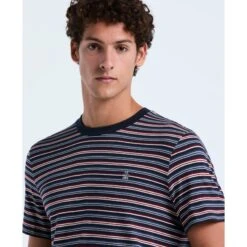 Original Penguin Yarn-Dyed Stripe T-Shirt In Dark Sapphire(Yarn Dyed Stripe T Shirt Blue Opkf2504gp 413) 7 Original Penguin Yarn-Dyed Stripe T-Shirt In Dark Sapphire(Yarn Dyed Stripe T Shirt Blue Opkf2504gp 413) -Original Penguin Outlet OPKF2504 413 alt2