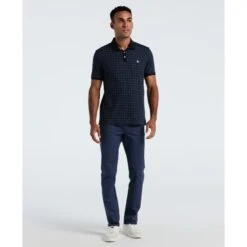 Original Penguin Geometric Jacquard Polo Shirt In Dark Sapphire(Geometric Jacquard Polo Shirt Blue Opkf2507gp 413) -Original Penguin Outlet OPKF2507 413 alt3
