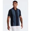 Original Penguin Interlock Vertical Stripe Polo Shirt In Dark Sapphire(Interlock Vertical Stripe Polo Shirt Blue Opkf2508gp 413)