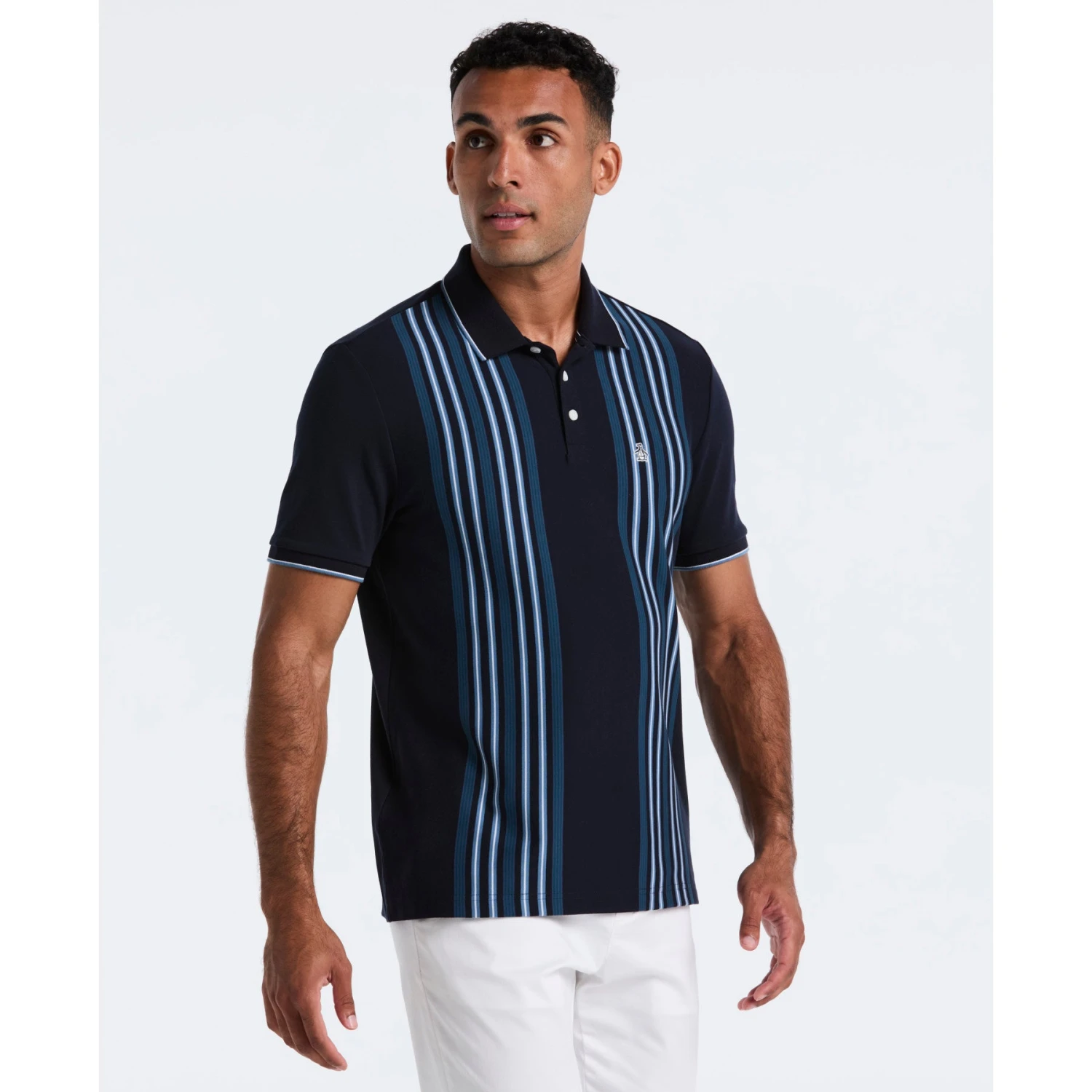 Original Penguin Interlock Vertical Stripe Polo Shirt In Dark Sapphire(Interlock Vertical Stripe Polo Shirt Blue Opkf2508gp 413) 1 Original Penguin Interlock Vertical Stripe Polo Shirt In Dark Sapphire(Interlock Vertical Stripe Polo Shirt Blue Opkf2508gp 413)