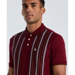 Original Penguin Interlock Vertical Stripe Polo Shirt In Cabernet(Interlock Vertical Stripe Polo Shirt Red Opkf2508gp 605) 7 Original Penguin Interlock Vertical Stripe Polo Shirt In Cabernet(Interlock Vertical Stripe Polo Shirt Red Opkf2508gp 605) -Original Penguin Outlet OPKF2508 605 alt2