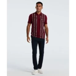 Original Penguin Interlock Vertical Stripe Polo Shirt In Cabernet(Interlock Vertical Stripe Polo Shirt Red Opkf2508gp 605) 8 Original Penguin Interlock Vertical Stripe Polo Shirt In Cabernet(Interlock Vertical Stripe Polo Shirt Red Opkf2508gp 605) -Original Penguin Outlet OPKF2508 605 alt3