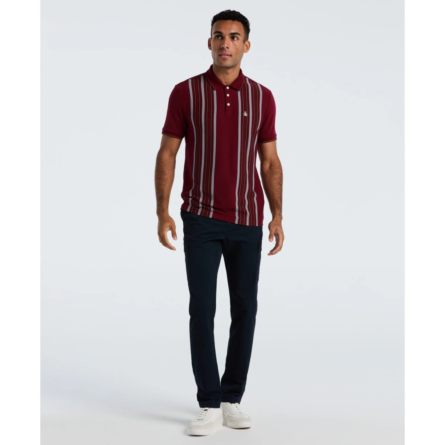 Original Penguin Interlock Vertical Stripe Polo Shirt In Cabernet(Interlock Vertical Stripe Polo Shirt Red Opkf2508gp 605) 4 Original Penguin Interlock Vertical Stripe Polo Shirt In Cabernet(Interlock Vertical Stripe Polo Shirt Red Opkf2508gp 605) - Image 4