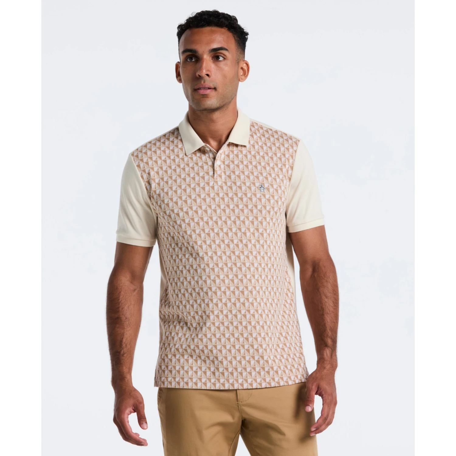 Original Penguin Martini Print Polo Shirt In Birch(Martini Print Polo Shirt Beige Opkf2512gp 252) 1 Original Penguin Martini Print Polo Shirt In Birch(Martini Print Polo Shirt Beige Opkf2512gp 252)