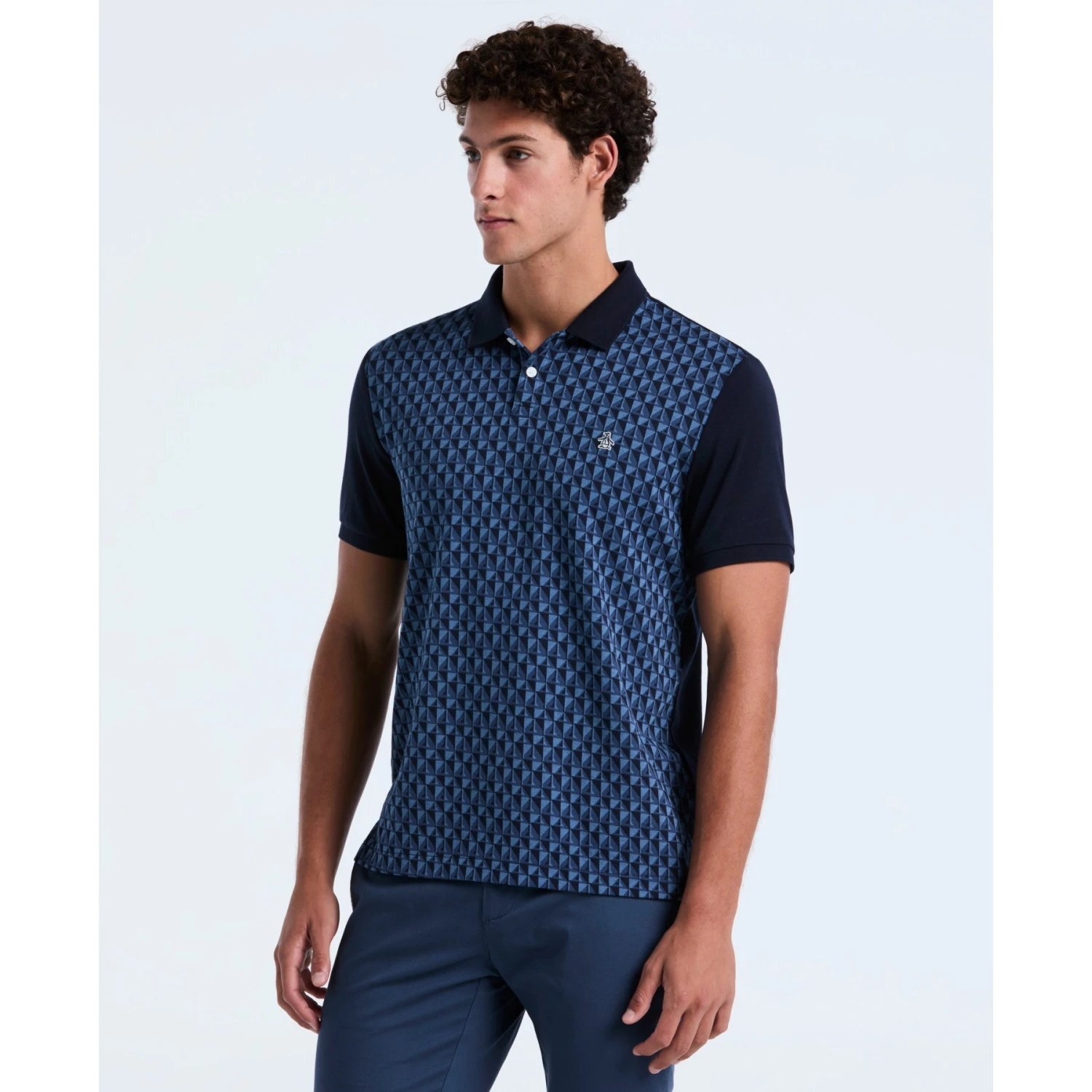 Original Penguin Martini Print Polo Shirt In Dark Sapphire(Martini Print Polo Shirt Blue Opkf2512gp 413)